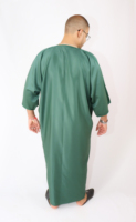 Gandoura marocaine luxueuse en gabardine pour hommes, en vert, robes kaftan faites à la main, 10 OEM, lavables, traditionnelles, personnalisation acceptée