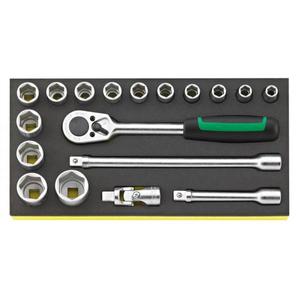 Juego de Llaves de Trinquete Stahlwille de 1/2'' con 18 Piezas, Enchufes con Incrustaciones TCS y Accesorios - Product Image 1