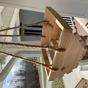 Bandeja colgante de madera para cesta de frutas con textura natural para hotel y hogar a precio barato Bandeja de madera para servir cesta con asa - Product Image 1