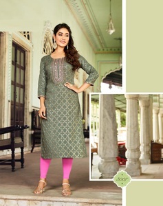 Estampado de láminas de rayón elegante con bordado Kurti - Product Image 4