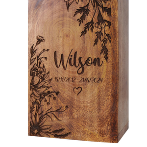 Personalized Wooden Urn <b>Box</b> for Human Ashes Cremation Urn Custom Engraved <b>Memorial</b> Urn for Adults & Pets - Product Image 2