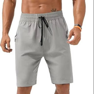 Pantalones Cortos Personalizados de Estilo Urbano para Hombre, de Algodón y Elastano, Transpirables, Antiarrugas, Casuales, con Cordones, Diseño Sólido, Servicio OEM - Product Image 1