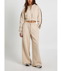 Nuevo Conjunto Deportivo de Felpa Francesa con Cremallera, Sudadera Corta y Pantalones Deportivos de Pierna Recta con Franja Lateral en Contraste - Product Image 5