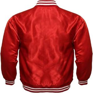 Chaquetas Varsity de Seda Satinada de Alta Calidad para Hombre, Bordado Personalizado, Botones Rojos, Resistentes al Viento, Transpirables, para Invierno y Actividades al Aire Libre - Product Image 2