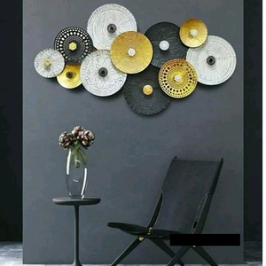 Compassion Collection métal fer cercle gaufré filet Design et fil de laiton soudé cadre mur Art multicolore pour la décoration de salon - Product Image 3