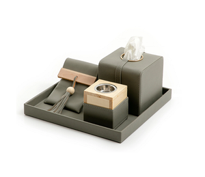 Brûleur d'encens en cuir de dernière conception, fait main, taille et forme personnalisées, Mabkhar avec plateau et boîte à mouchoirs - Product Image 6