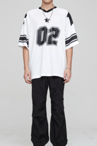 Baggy Football Shirts 100% Polyester Oversize Football Jersey Top Drop Shoulder V-Neck Sports Football Jersey Shirts - Product Image 3