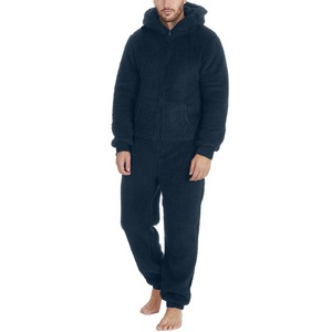 Combinaison formelle à capuche pour hommes hiver chaud polaire 100% coton 400GSM combishort survêtement survêtement ensemble barboteuse survêtement fermeture éclair - Product Image 5