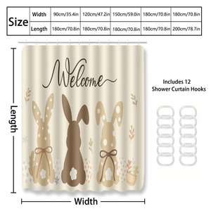 Custom Printed Waterproof Shower Shower <b>Curtain</b> for Bathroom Waterproof Polyester <b>with</b> <b>Hooks</b> - Product Image 4