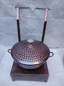 Plat de service chauffant en métal pour la restauration hôtelière de luxe, avec brûleur, finition argentée, casseroles de service - Product Image 2