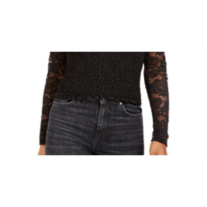 Top in Pizzo Nero con Arricciature Crave Fame Junior, Cotone Satinato, Vestibilità Ampia, Stile Vintage, Taglie dalla S alla XL, per Feste e Stagione Estiva - Product Image 4