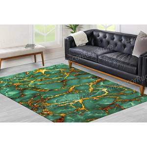 Printed <b>Rug</b> - <b>Green</b> <b>And</b> <b>Gold</b> Marble Design for Luxury Living Space,Luxury Velvet <b>Rug</b> - Product Image 5