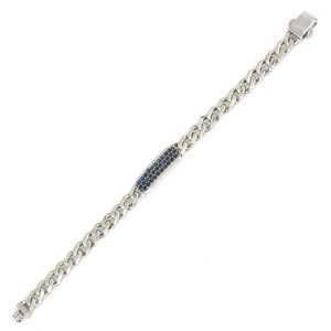925 Sterling <b>Silver</b> Gourmet <b>Cuff</b> <b>Bracelet</b> with Dark Blue Zircon Stones Elegant Fine Jewelry - Product Image 3