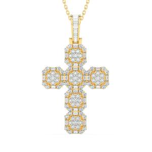 Luxury VVS Moissanite Diamond <b>Cross</b> Pendant for <b>Men</b> 18K Solid Gold Gold Plating Customized Hip Hop Iced Fine Christian Jewelry - Product Image 1