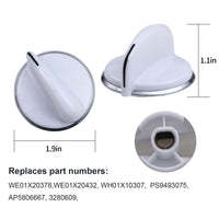 Paquete de 2 Perillas de Control para Secadora WE01X20378, Repuesto de Plástico para Secadoras/Lavadoras General Electric, Compatible con WH01X10460 - Product Image 3