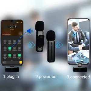 Mini tip C kablosuz Podcast konferans yaka Mic android telefon için USB kondansatör mikrofon