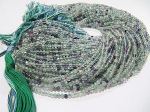 Cuentas multicolores de fluorita natural, cuentas facetadas de 3mm con forma de rondelle de fluorita, cuentas verdes, cuentas moradas - Product Image 2