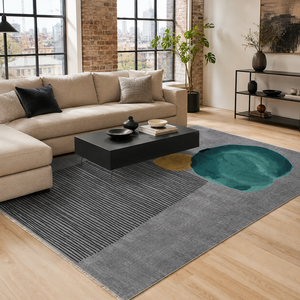 Netline Home <b>Cool</b> Linework Silver Grey Modern Washable <b>Rug</b> - Product Image 1