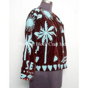Wholesale Floral Embroidered Cotton Knitted Velvet Eco-Friendly Jacket for Women Handmade Suzani Ethnic Winter <b>Coat</b> for women - Product Image 1