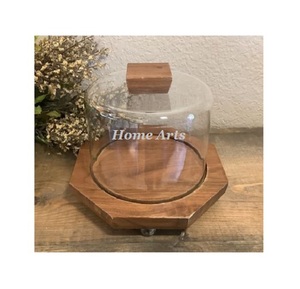 Wooden Chocolate Serving Tray With <b>Glass</b> <b>Dome</b> Premium Quality Customized Size Dessert Serving Tray With <b>Dome</b> - Product Image 5