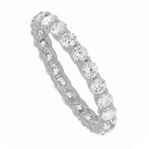 Anillo de Bodas de Eternidad Único con Diamantes Redondos para Mujer - Product Image 2