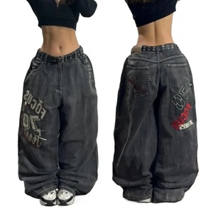 Nouveau pantalon élégant de conception de broderie pantalon en denim baggy surdimensionné de haute qualité pantalon en coton léger respirant pour femmes - Product Image 2