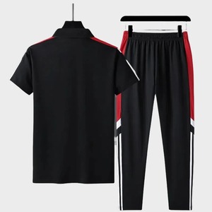 2024 Primavera Verano, pantalones largos cortos de algodón, Top blanco liso, conjunto de cuello plegable de verano, chándal informal para hombres - Product Image 2