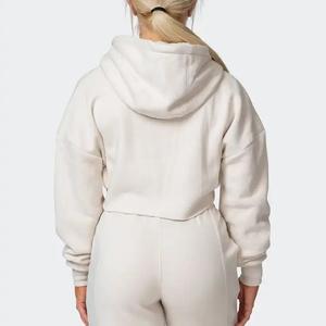 Conjunto de Sudadera Corta Oversize Gris y Pantalones Acampanados para Mujer, Chándal de Dos Piezas para Descansar, Traje Deportivo para Damas al por Mayor - Product Image 5