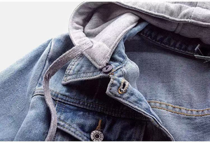 Unisex <b>Denim</b> Long Sleeve Slim Fit Collarless Winter <b>Jacket</b> <b>with</b> Front Design Breathable & Windproof - Product Image 6