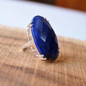 Handmade Designer Vintage <b>Ring</b> Blue <b>Lapis</b> <b>Lazuli</b> 925 Sterling Silver Gemstone Unique Jewelry Gift for Her - Product Image 1