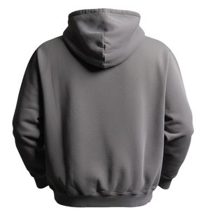 Sweat à capuche gris à imprimé graphique pour homme, en molleton de coton lourd, avec poche kangourou, sweat à capuche décontracté, streetwear - Product Image 2