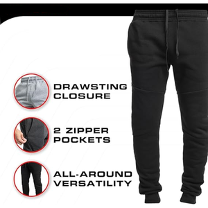 Pantalon de survêtement en molleton pour homme avec poche et taille élastique avec cordon de serrage respirant - Product Image 3