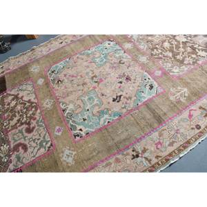 Alfombra turca clásica Vintage Beige marrón 6,8 'X 12,7 'hecha a mano lana látex respaldo Rectangular Patchwork patrón para adolescentes - Product Image 5