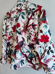 Chaqueta de terciopelo con estampado de pájaro blanco de fabricación india para oficina o noches y uso de clima de transición para precio de exportación - Product Image 4