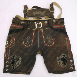 Oktoberfest bávaro, traje de cuero Real para hombre, bordado corto marrón, impermeable, transpirable, ligero, botón, modelo de cierre de mosca - Product Image 3