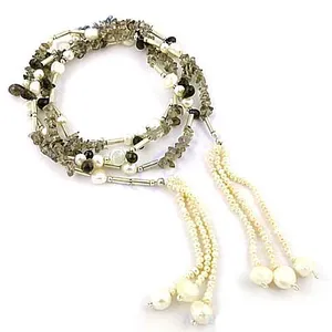 สร้อยคอมุกแฟชั่นสำหรับผู้หญิงประดับด้วยอัญมณี - Product Image 3
