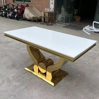 Ensemble moderne de luxe table basse centrale en métal doré blanc motif carré en marbre pour le salon meubles de maison