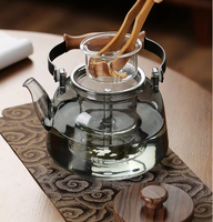 Théière en verre borosilicaté gris fumée transparente résistante un pot de faisceau de levage en verre