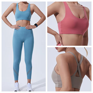 Ensemble de yoga et d'entraînement personnalisé, vêtements de sport pour femmes, pantalon de yoga nu à taille haute pour les hanches, sous-vêtements, soutien-gorge pour l'exercice et la course - Product Image 1