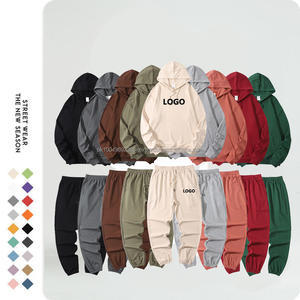 High Quality Unisex Wear 2 Piece Jogging Suits <b>Plain</b> <b>Tracksuit</b> Hoodie Men Sweatsuit Sets - Product Image 4