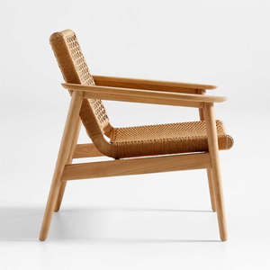 Fauteuils d'appoint modernes Randy en teck massif et rotin tressé avec finition naturelle pour hôtel, villa, usage extérieur - Product Image 4