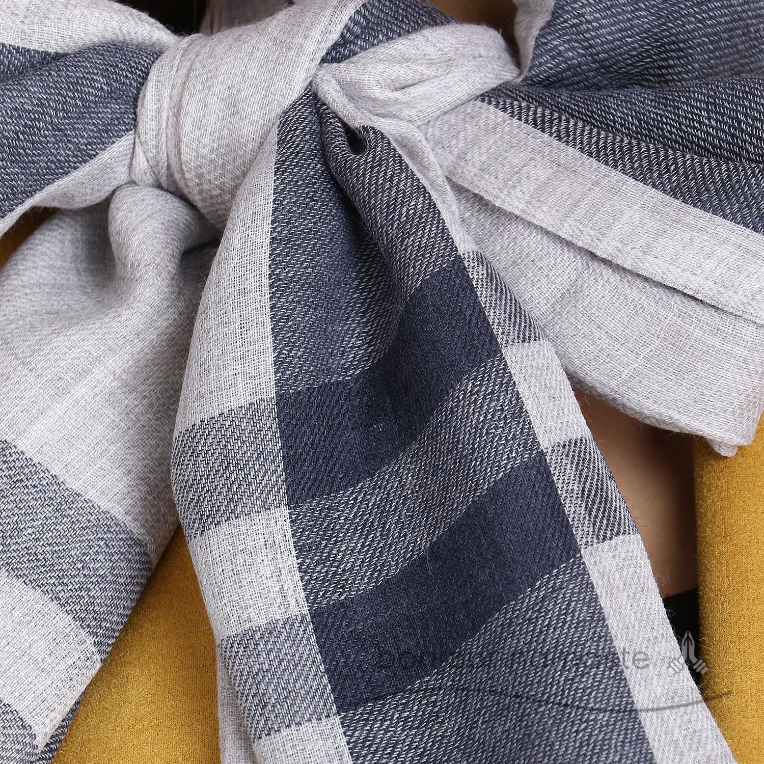 Soft Gray & White with striped blocks print