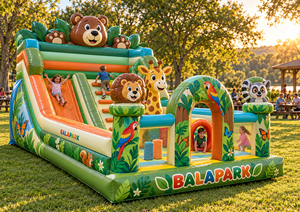 Parque Infantil Inflable con Diseño de Animales de la Selva, Casa de Brinco de PVC con Tobogán, Fácil de Instalar, Equipo Comercial para Interiores y Exteriores - Product Image 3