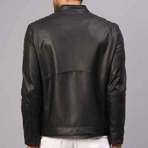 Customizable Cowhide <b>Genuine</b> 100% Leather Windproof Cotton <b>Nylon</b> Jacket Zipper Closure Men Leather Jacket - Product Image 5