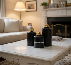 Bocal décoratif en acier inoxydable noir martelé à la main avec bouton de couvercle en forme de citrouille dorée, style européen écologique pour le stockage alimentaire en cuisine - Product Image 3