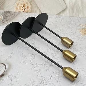 Candelabro Moderno Minimalista de Metal Negro con Copas de Latón Dorado, Hecho a Mano, Resistente al Óxido, Ecológico, Decoración de Lujo para el Hogar - Product Image 2