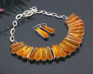 Handmade Citrine Necklace With Earring 925 Sterling Silver Pencil Shape Gemstone Adjustable Chain Jewelry <b>Gift</b> - Product Image 5