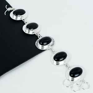 Black Onyx Gemstone <b>Bracelet</b>, 925 Sterling Silver <b>Bracelet</b>, Gemstone <b>Bracelet</b>, Popular Gemstone <b>Bracelet</b>, Silver Jewelry, - Product Image 1