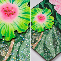 Peinture murale florale en porcelaine cristalline colorée, style botanique vintage, relief 3D carré, pour décoration de salon et de maison