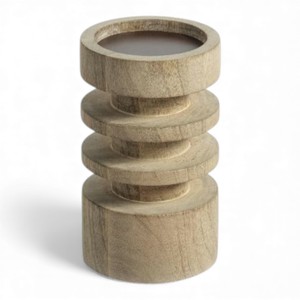 Matte <b>Black</b> Wooden Taper <b>Candle</b> <b>Holder</b> With Bold Curved And Modern Minimal Finish For Stylish Interior Decor - Product Image 5